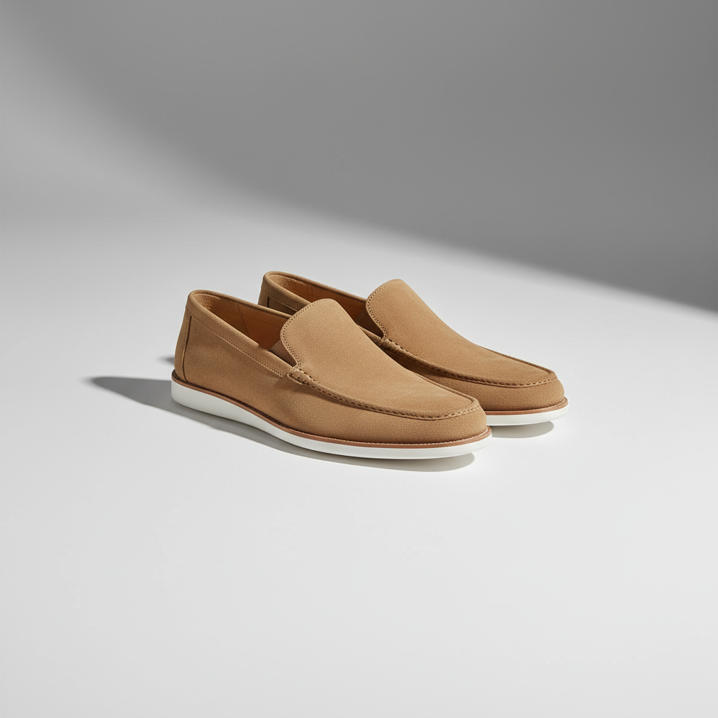 Loafers suede tan pou gason