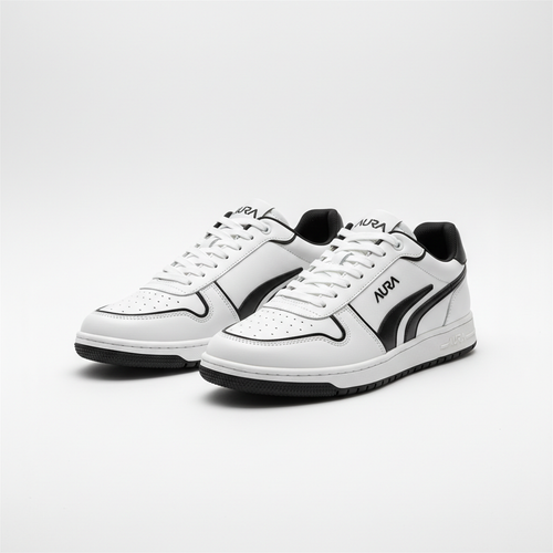 Sneakers blan ak nwa pou gason